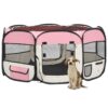 Portable Foldable Pet Playpen Large Exercise Pen Dog Puppy Enclosure Mesh Pink