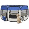 Portable Foldable Dog Playpen Indoor Outdoor Pet Exercise Pen with Mesh Cover