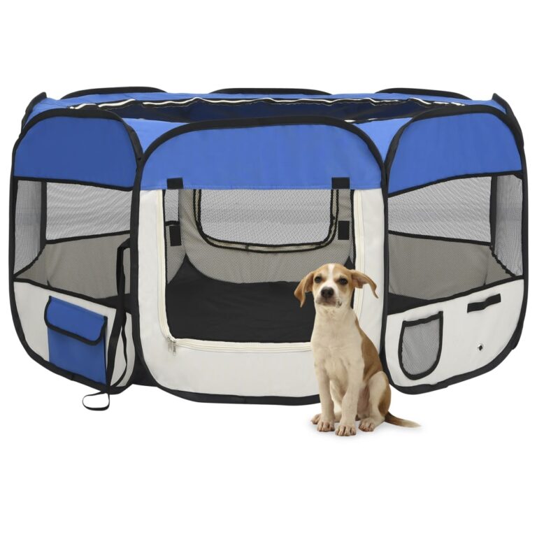 Portable Foldable Dog Playpen Indoor Outdoor Pet Exercise Pen with Mesh Cover