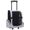 Foldable Pet Carrier Trolley Backpack Handbag Ventilated Mesh Windows Grey