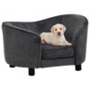 Luxury Plush Pet Sofa Bed for Small Dogs Cats Comfortable Washable Dark Grey