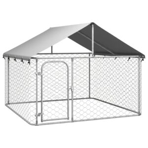 Heavy-Duty Outdoor Dog Kennel with Protective Roof Large Secure Play Area