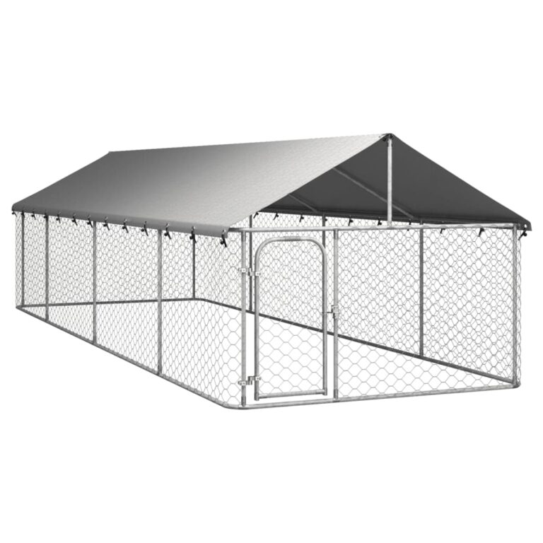 Outdoor Heavy-Duty Dog Kennel with Protective Roof Large Secure Play Area