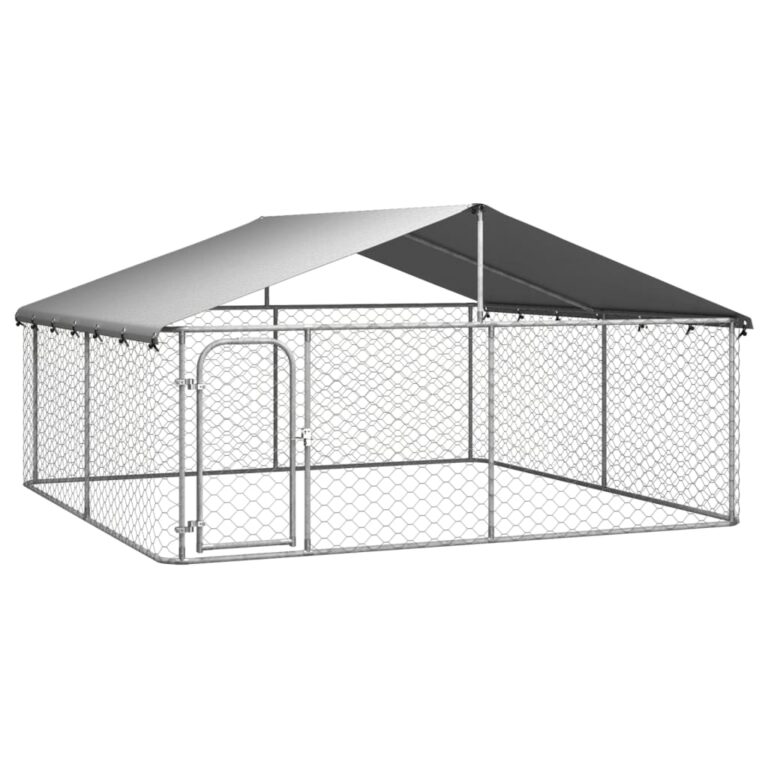 Heavy-Duty Outdoor Dog Kennel Secure Play Area with Weatherproof Roof Canopy