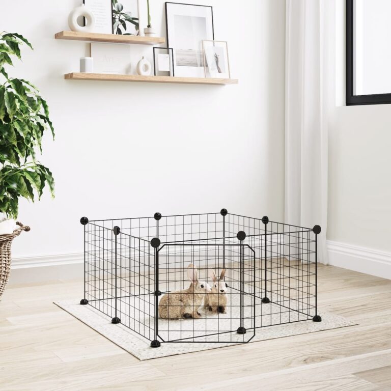 Spacious Black Steel Pet Playpen Exercise Cage with Door DIY Easy Assembly