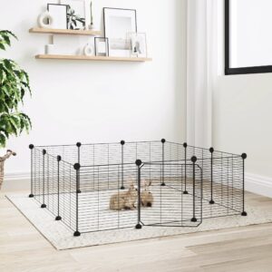 Spacious Black Steel Pet Playpen DIY Flexible Assembly with Secure Door