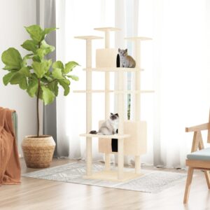 Cat Tree with Sisal Scratching Posts Cream 162 cm