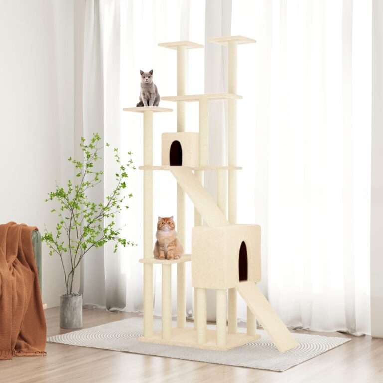 Deluxe Cream Cat Tree Tower Multi-Level with Sisal Scratching Posts Cozy Condo