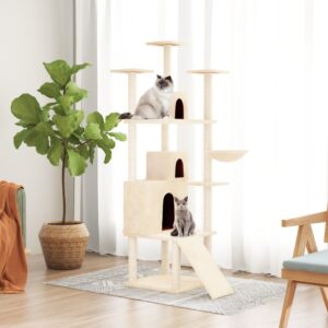 Cat Tree with Sisal Scratching Posts Cream 175 cm