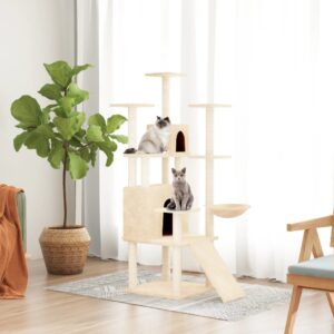 Cat Tree with Sisal Scratching Posts Cream 154 cm