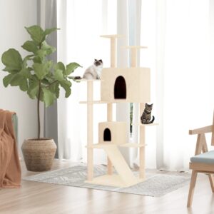 Cat Tree with Sisal Scratching Posts Cream 153 cm