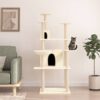 Deluxe Cream Cat Tree Condo Multi-Level Plush Basket Sisal Scratching Posts