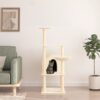 Deluxe Cream Cat Tree Condo with Sisal Scratching Posts Basket House Platforms