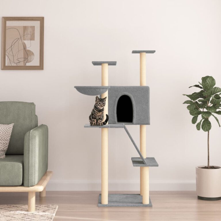 Multi-Level Cat Tree Tower with Sisal Scratching Posts Plush Basket House