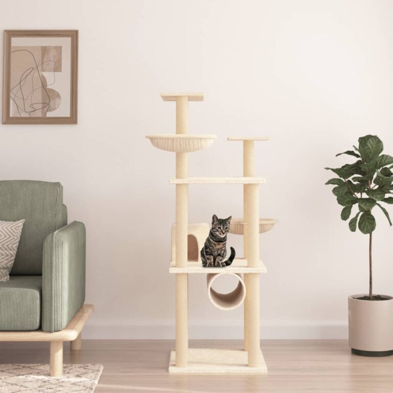 Cat Tree with Sisal Scratching Posts Cream 141 cm