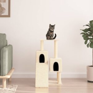 Deluxe Cream Cat Tree Tower Multi-Level with Sisal Scratching Posts Ladder