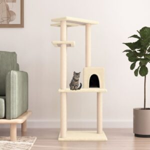 Deluxe Cream Cat Tree Condo Multi-Level Plush Perch Sisal Scratch Post Pet Tower