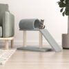 Deluxe Light Grey Cat Scratching Post with Cozy Tunnel Ladder Plush Sisal Play