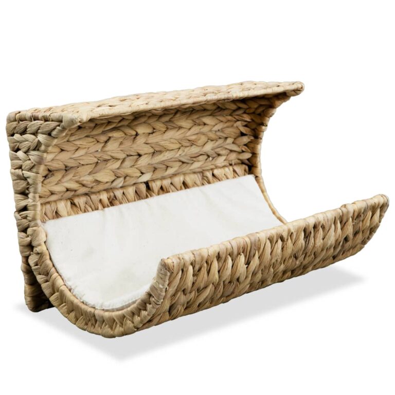 Cozy Woven Water Hyacinth Cat Radiator Bed with Cushion Pet Furniture Brown