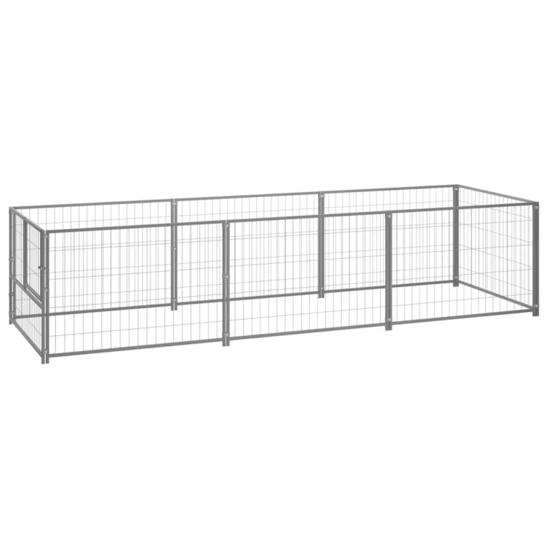 Heavy Duty Outdoor Dog Kennel Large Pet Cage Secure Playpen Exercise Pen Silver