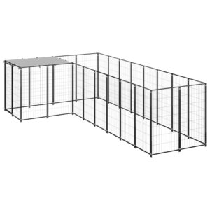 Dog Kennel Black 6.05 m² Steel