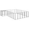 Dog Kennel Black 15.73 m² Steel