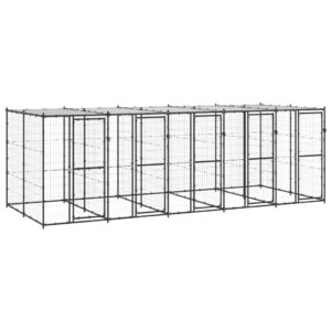 Outdoor Dog Kennel Steel with Roof 12.1 m²