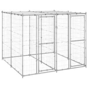 Outdoor Dog Kennel Galvanised Steel with Roof 4.84 m²