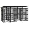 Outdoor Dog Kennel with Roof Steel 7.37 m²