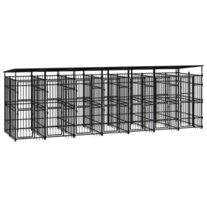 Outdoor Dog Kennel with Roof Steel 12.9 m²