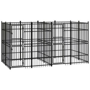 Outdoor Dog Kennel Steel 7.37 m²