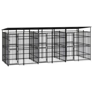 Outdoor Dog Kennel with Roof Steel 11.06 m²