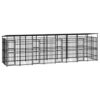 Outdoor Dog Kennel with Roof Steel 14.75 m²