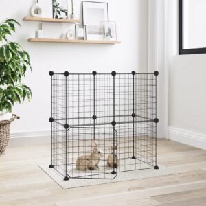 Spacious Black Steel Pet Playpen DIY Flexible Assembly with Secure Door