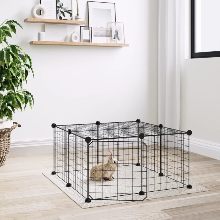 Spacious Black Pet Playpen DIY Flexible Steel Cage with Door for Small Animals