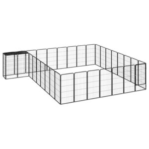 34-Panel Dog Playpen Black 50x100 cm Powder-coated Steel