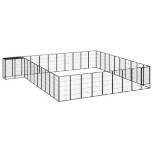 42-Panel Dog Playpen Black 50x100 cm Powder-coated Steel