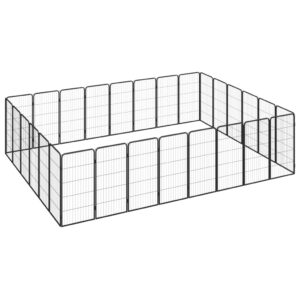 28-Panel Dog Playpen Black 50x100 cm Powder-coated Steel