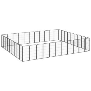 40-Panel Dog Playpen Black 50x100 cm Powder-coated Steel