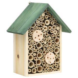 Set of 2 Solid Firwood Insect Hotels  Weather Resistant  Natural Wood Colour  Diverse Sections