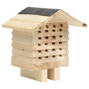 Solid Firwood Bee Hotel  Weather Resistant  No Assembly Required  Ideal for Solitary Bees