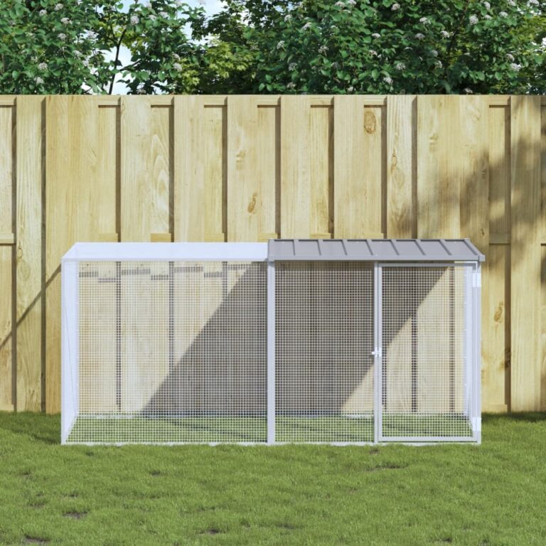 Light Grey Galvanised Steel Chicken Cage with Roof - Ideal for Small Animals  Durable and Ventilated