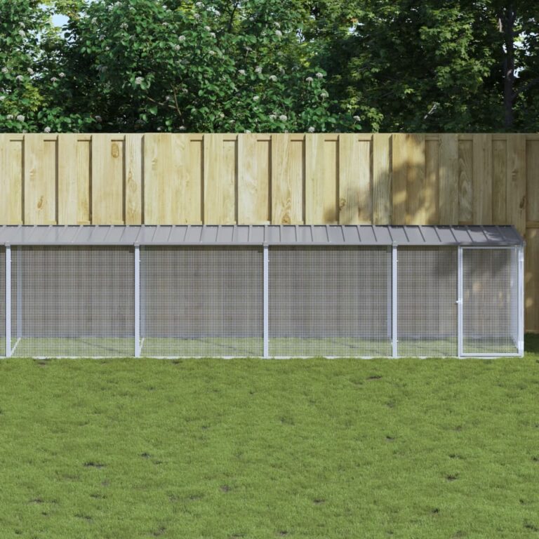 Chicken Cage with Roof Light Grey 803x98x90 cm Galvanised Steel