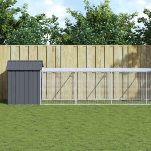 Chicken Cage with Run Anthracite 117x609x123 cm Galvanised Steel