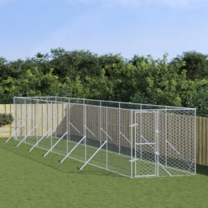 Outdoor Dog Kennel Silver 2x14x2 m Galvanised Steel