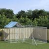 Outdoor Dog Kennel with Protective Roof  Galvanised Steel  Spacious  Lockable Door  Silver