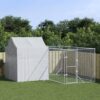 Outdoor Dog Kennel with Protective Roof  Galvanised Steel  Spacious  Lockable  Silver