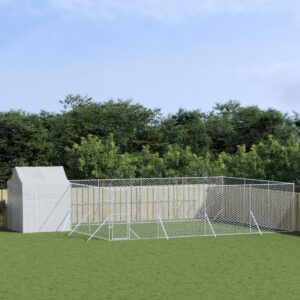 Outdoor Dog Kennel with Roof Silver 6x6x2.5 m Galvanised Steel