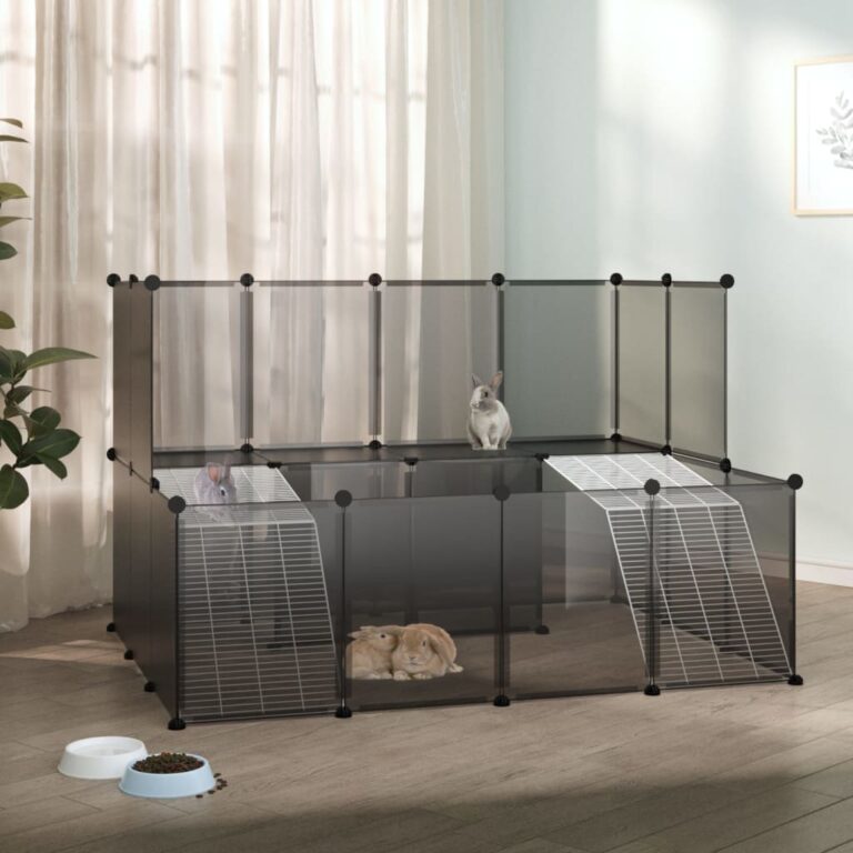 Small Animal Cage in Black - Spacious  Durable PP and Steel  Ideal for Puppies  Kittens  Bunnies  Hamsters  Guinea Pigs