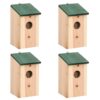 Wooden Bird House Nesting Box Garden Shelter Hanging Outdoor Decor Set of Four